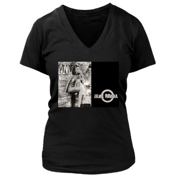 Jane Fonda Women's Deep V-Neck TShirt