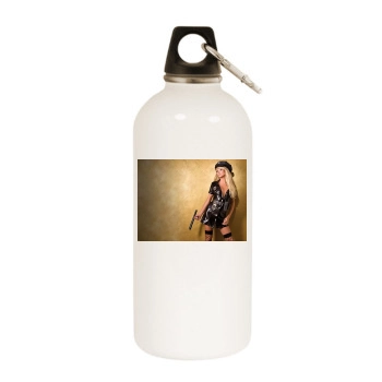 Sara Jean Underwood White Water Bottle With Carabiner