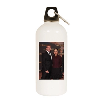 Salma Hayek White Water Bottle With Carabiner