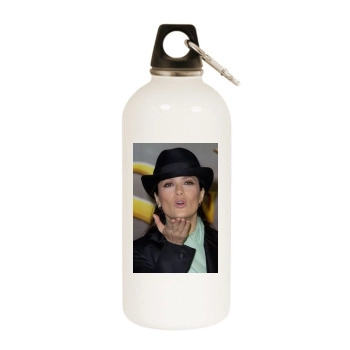 Salma Hayek White Water Bottle With Carabiner