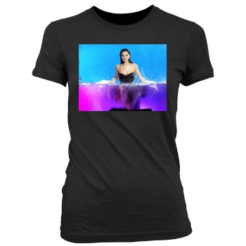 Selena Gomez Women's Junior Cut Crewneck T-Shirt