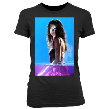 Selena Gomez Women's Junior Cut Crewneck T-Shirt