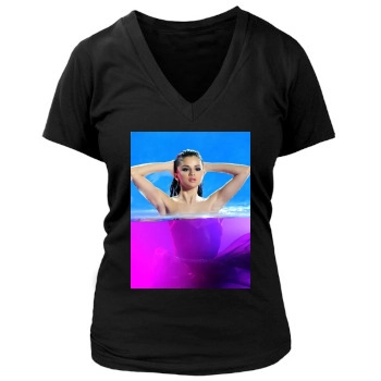 Selena Gomez Women's Deep V-Neck TShirt