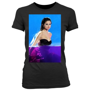 Selena Gomez Women's Junior Cut Crewneck T-Shirt