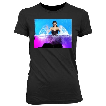 Selena Gomez Women's Junior Cut Crewneck T-Shirt