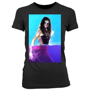 Selena Gomez Women's Junior Cut Crewneck T-Shirt