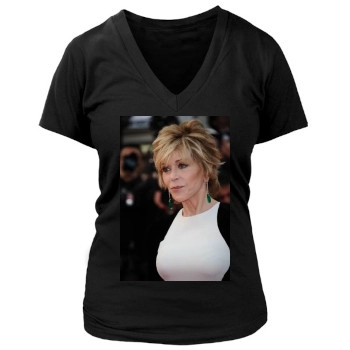 Jane Fonda Women's Deep V-Neck TShirt