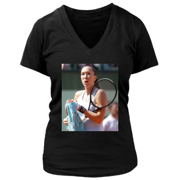 Jelena Jankovic Women's Deep V-Neck TShirt