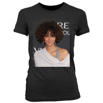 Halle Berry Women's Junior Cut Crewneck T-Shirt