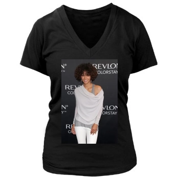 Halle Berry Women's Deep V-Neck TShirt