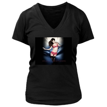 Helena Christensen Women's Deep V-Neck TShirt