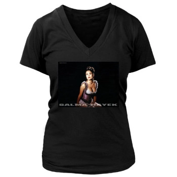 Salma Hayek Women's Deep V-Neck TShirt