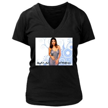 Salma Hayek Women's Deep V-Neck TShirt