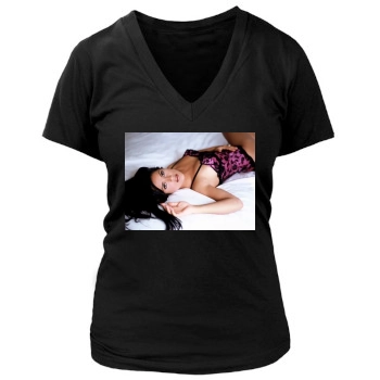 Salma Hayek Women's Deep V-Neck TShirt