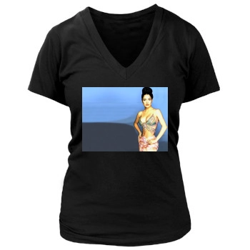 Salma Hayek Women's Deep V-Neck TShirt