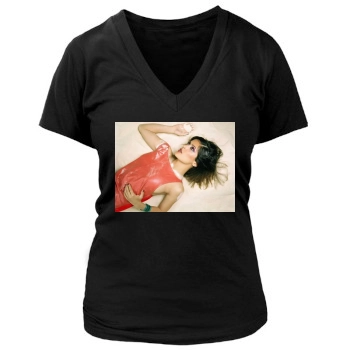 Salma Hayek Women's Deep V-Neck TShirt