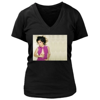 Salma Hayek Women's Deep V-Neck TShirt