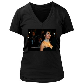 Salma Hayek Women's Deep V-Neck TShirt