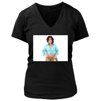 Salma Hayek Women's Deep V-Neck TShirt