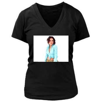 Salma Hayek Women's Deep V-Neck TShirt