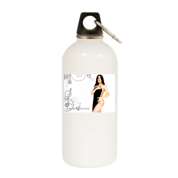 Salma Hayek White Water Bottle With Carabiner