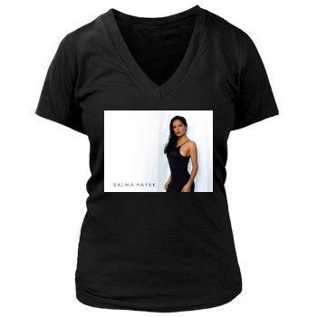 Salma Hayek Women's Deep V-Neck TShirt