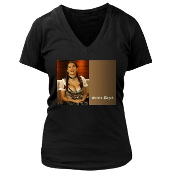 Salma Hayek Women's Deep V-Neck TShirt