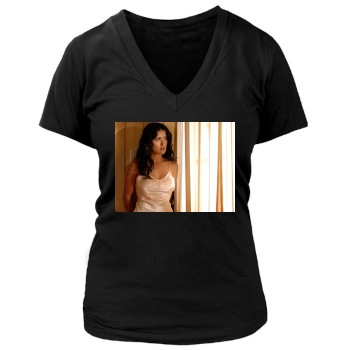 Salma Hayek Women's Deep V-Neck TShirt