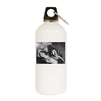 Salma Hayek White Water Bottle With Carabiner