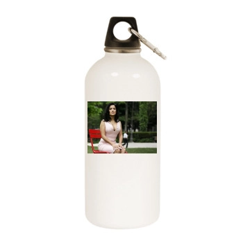 Salma Hayek White Water Bottle With Carabiner