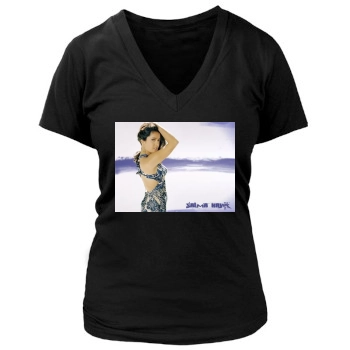 Salma Hayek Women's Deep V-Neck TShirt