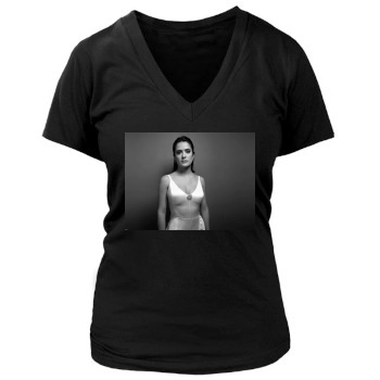 Salma Hayek Women's Deep V-Neck TShirt