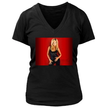 Sarah Michelle Gellar Women's Deep V-Neck TShirt