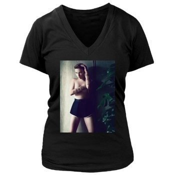 Scarlett Johansson Women's Deep V-Neck TShirt