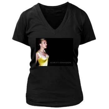 Scarlett Johansson Women's Deep V-Neck TShirt