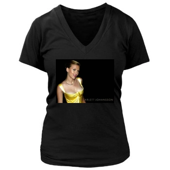 Scarlett Johansson Women's Deep V-Neck TShirt