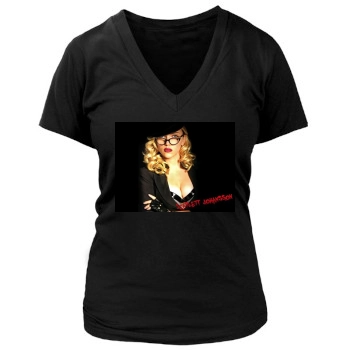 Scarlett Johansson Women's Deep V-Neck TShirt