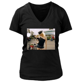 Scarlett Johansson Women's Deep V-Neck TShirt