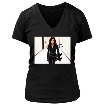 Scarlett Johansson Women's Deep V-Neck TShirt