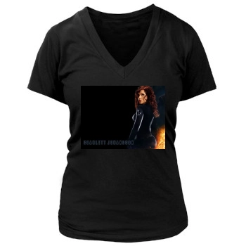 Scarlett Johansson Women's Deep V-Neck TShirt