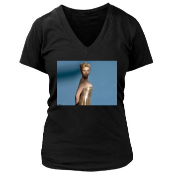 Scarlett Johansson Women's Deep V-Neck TShirt