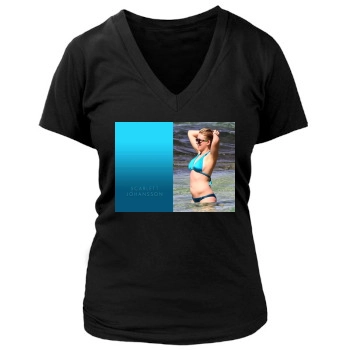 Scarlett Johansson Women's Deep V-Neck TShirt