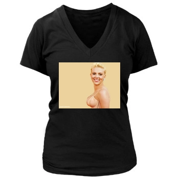 Scarlett Johansson Women's Deep V-Neck TShirt