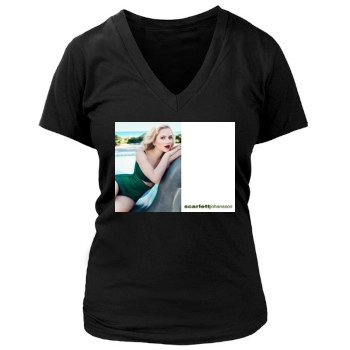 Scarlett Johansson Women's Deep V-Neck TShirt