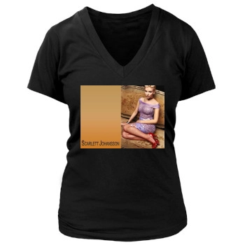 Scarlett Johansson Women's Deep V-Neck TShirt