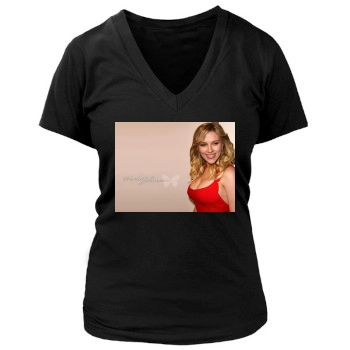 Scarlett Johansson Women's Deep V-Neck TShirt