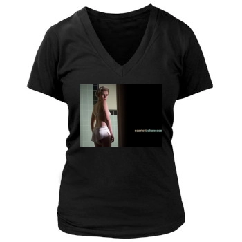 Scarlett Johansson Women's Deep V-Neck TShirt