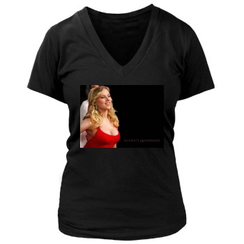 Scarlett Johansson Women's Deep V-Neck TShirt