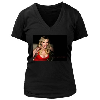 Scarlett Johansson Women's Deep V-Neck TShirt