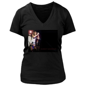 Scarlett Johansson Women's Deep V-Neck TShirt